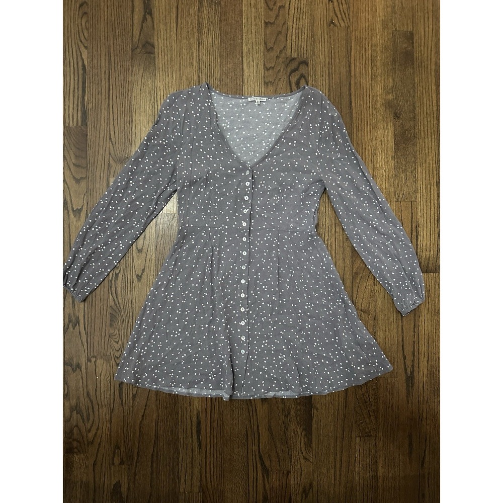Black Swan Womens Gray Button Down A Line Dress Size Medium